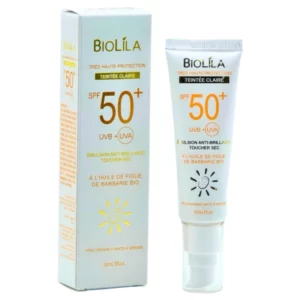 BIOLILA Crème Solaire Teintée Claire À L'Huile De Figue De Barbarie Spf 50+